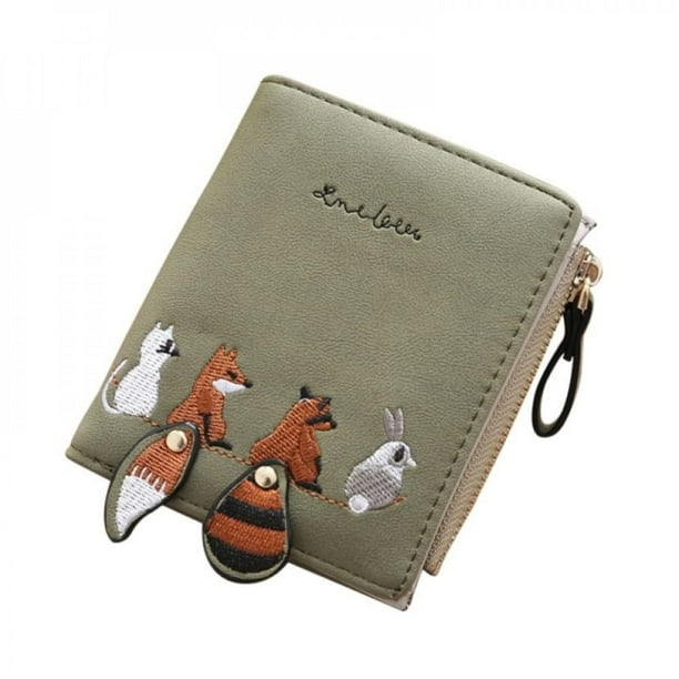 Girls Cartoon Embroidery Squirrel Short Wallet PU Leather Wallet Coin Purse Girls Cartoon Embroidery Squirrel Short Wallet PU Leather Wallet Coin Purse